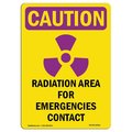 Signmission OSHA CAUTION RADIATION Sign, Radiation Area For W/ Symbol, 18in X 12in Decal, 18" H, 12" W, Portrait OS-CR-D-1218-V-10251